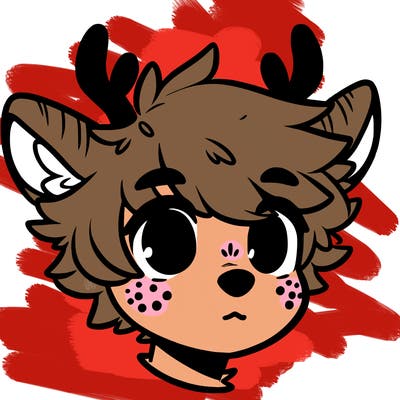 a humanoid deer with soft fluffy ears