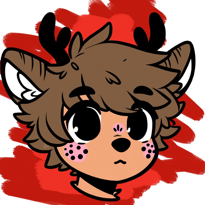 a humanoid deer with soft fluffy ears