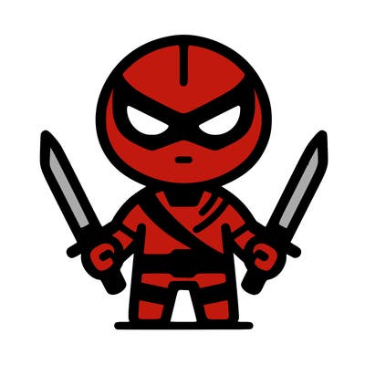 deadpool mini figer with two swords on it back