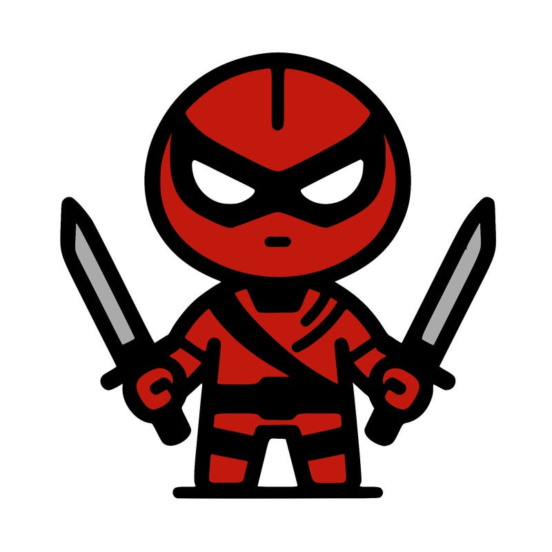deadpool mini figer with two swords on it back
