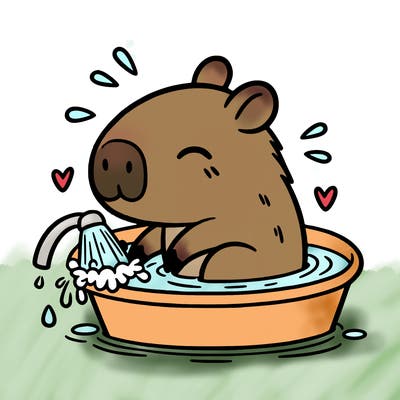 capybara taking a bath