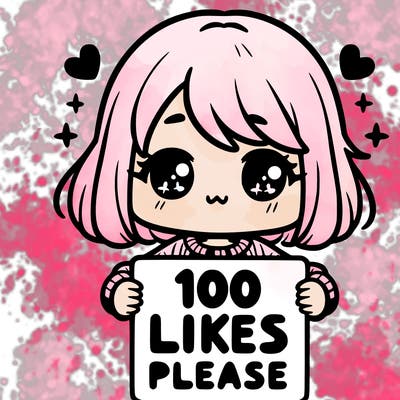 cute girl holding a sign saying 100 likes please