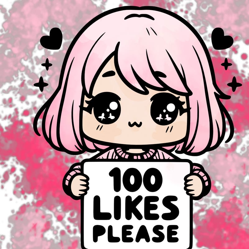 cute girl holding a sign saying 100 likes please