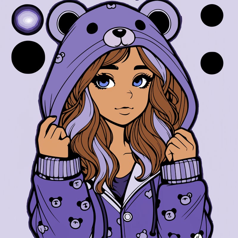 realistic girl in a animal pjs hoodie