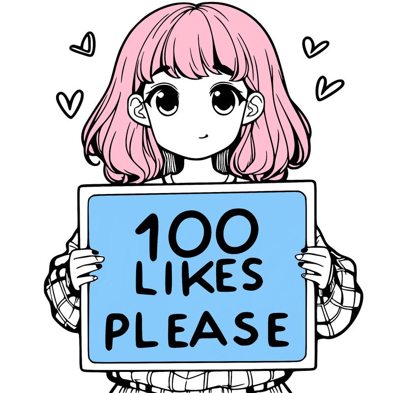 a girl holding a sign saying 100 likes please