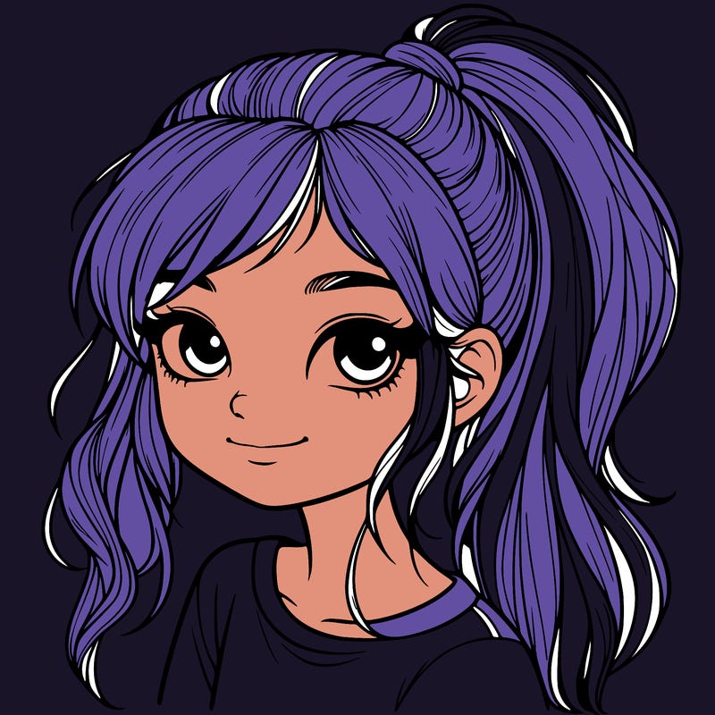 realistic girl with ponytail