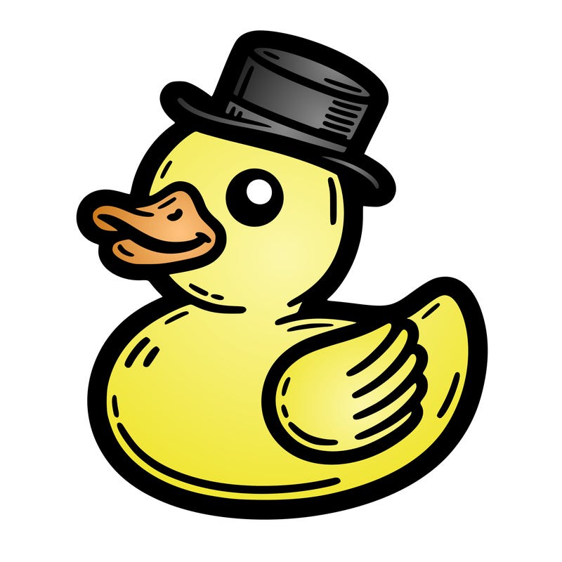 rubber duck with a top hat