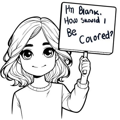 realistic girl holding up a sign