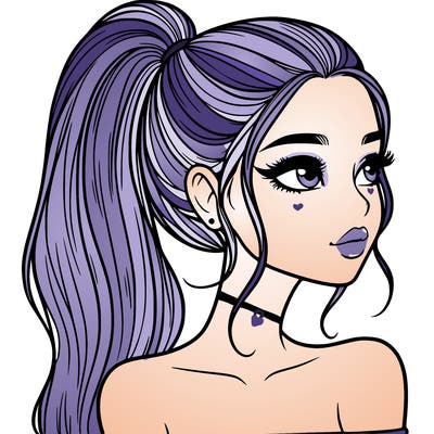 a beautiful and realistic girl with a high pony tail