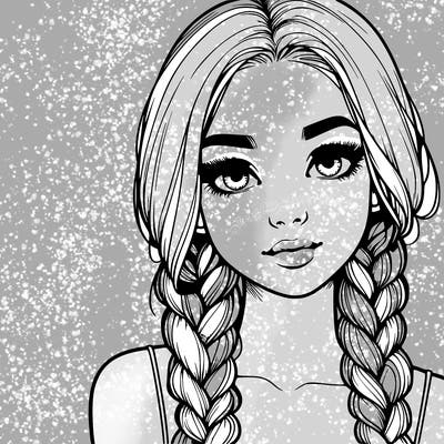 realistic girl with braids