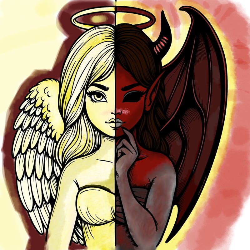 realistic angel half demon