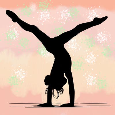 realistic gymnastic hand stand girl in four splits