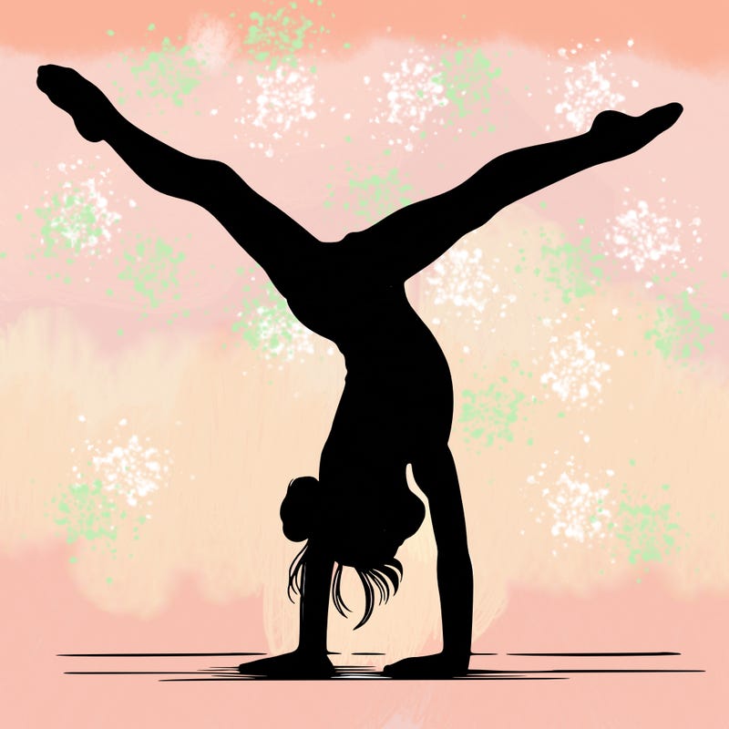 realistic gymnastic hand stand girl in four splits
