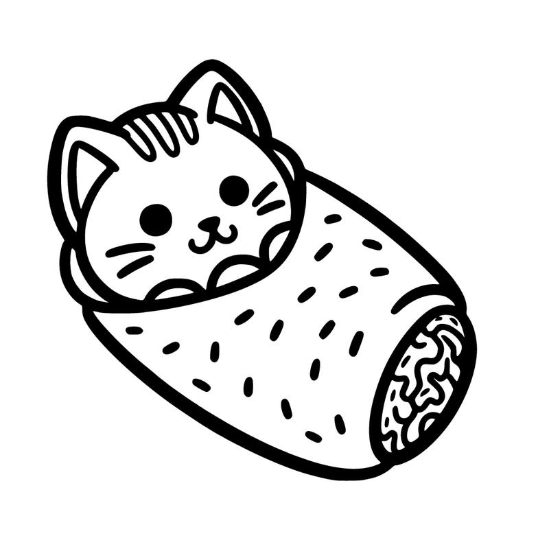 a cat in a burrito