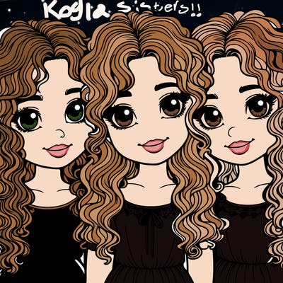 curly hair triplets all girls realistic