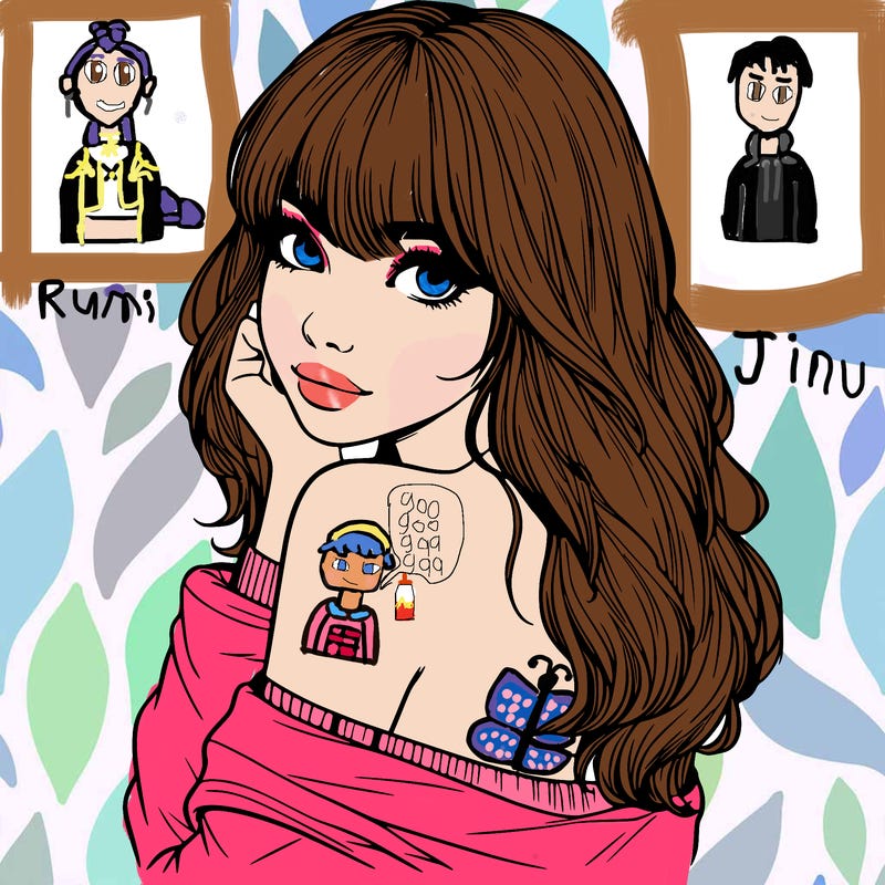 realistic girl with bangs looking over her shoulder