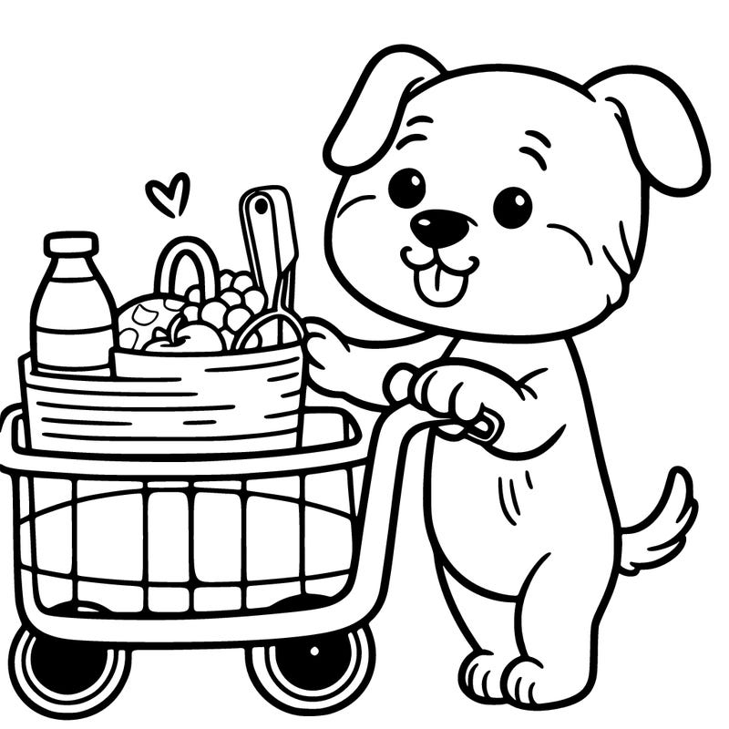 dog getting groceries cute