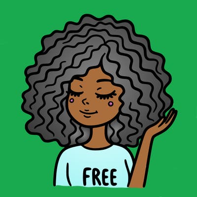 free woman with curly hair