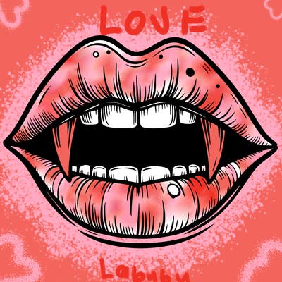 lips with vampire teeth