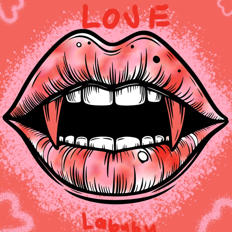 lips with vampire teeth