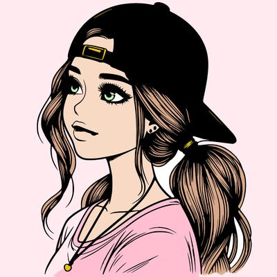 realistic girl with a backwards hat