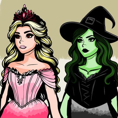 princess and witch realistic