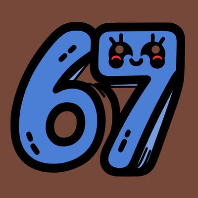 the numbers 67