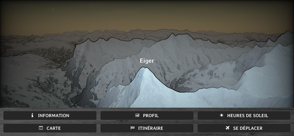 Swiss3D - Um mapa topográfico 3D mostrando o pico do Eiger nos Alpes Suíços