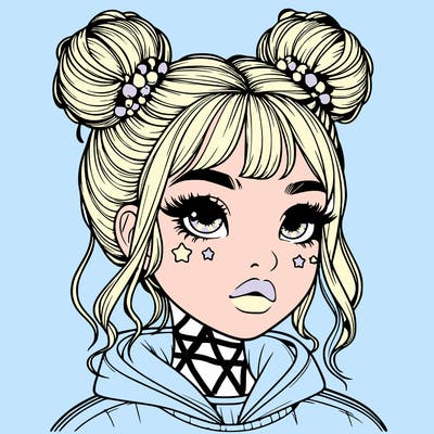 realistic girl with space buns