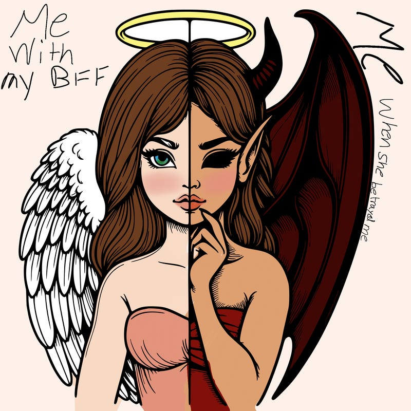 realistic angel half demon