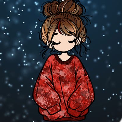 girl with baggy sweatshirt and messy bun