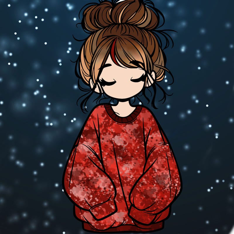 girl with baggy sweatshirt and messy bun