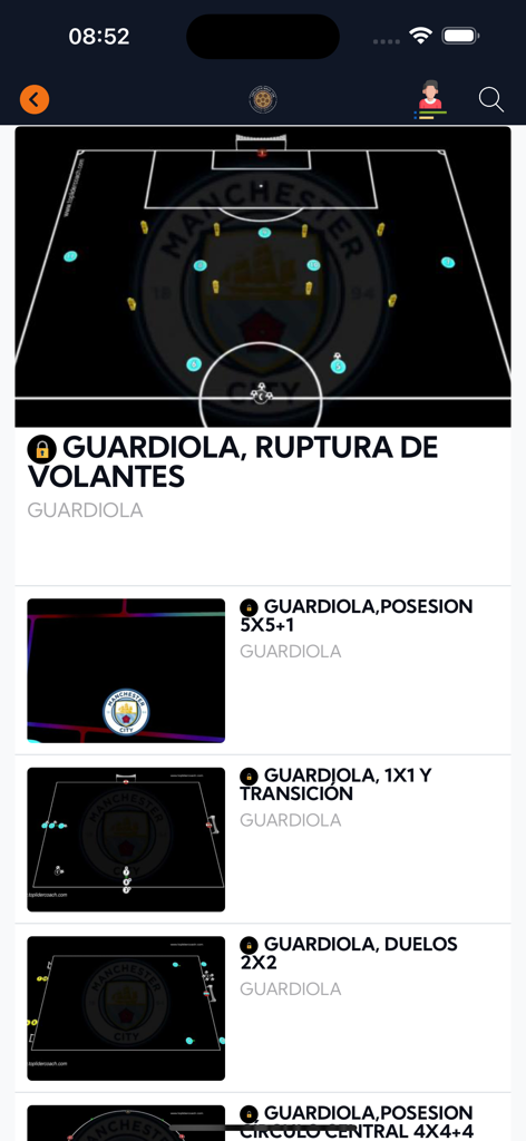 Toplidercoach app interface with soccer training drills and tactical diagrams