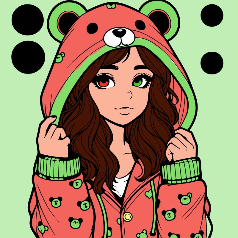 realistic girl in a animal pjs hoodie