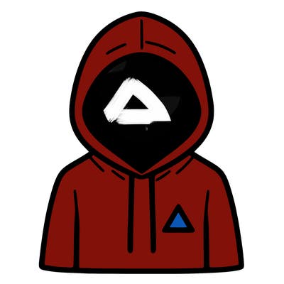 a person with non face waering a hoodie with a small triangle symbol