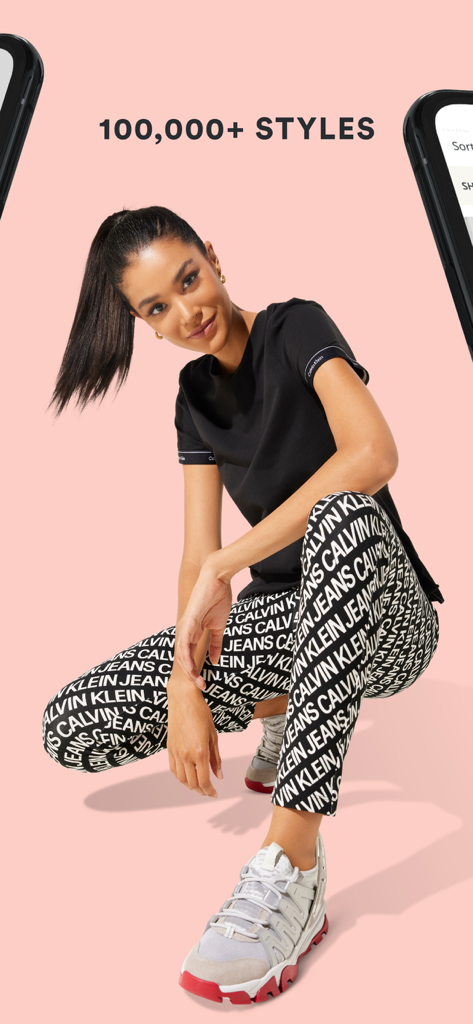 Una mujer modelando ropa de tendencia en la aplicación SIVVI que muestra más de 100,000 estilos disponibles