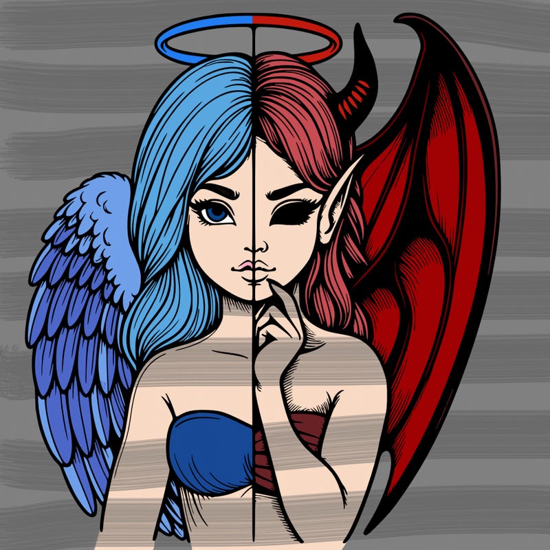 realistic angel half demon