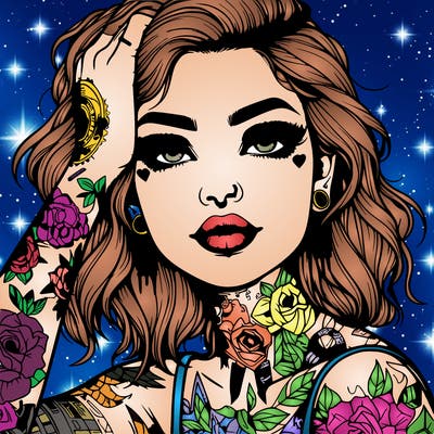 realistic girl with tattoos all over