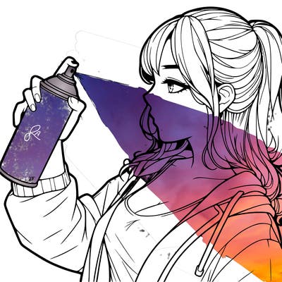 a realistic girl spray, painting