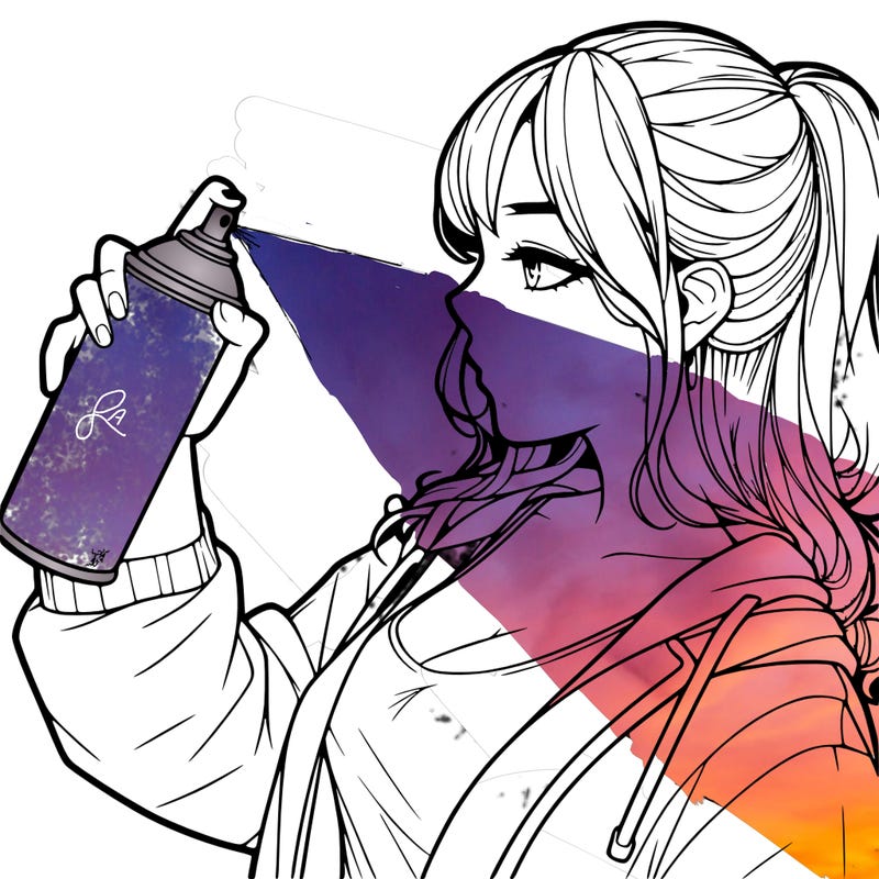 a realistic girl spray, painting