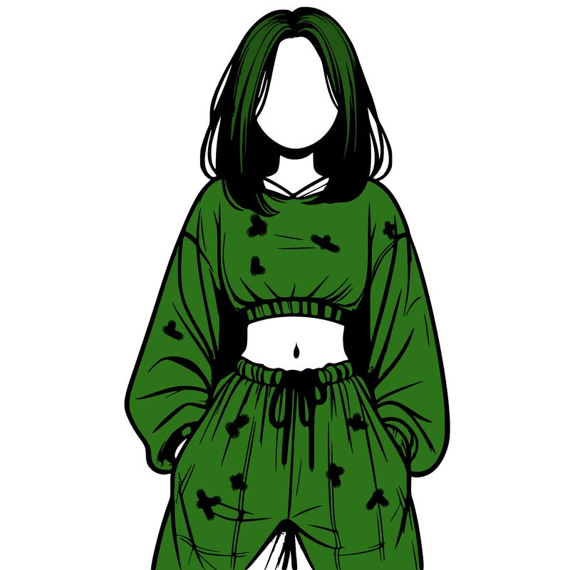 realistic girl faceless with baggy pants and a crop top