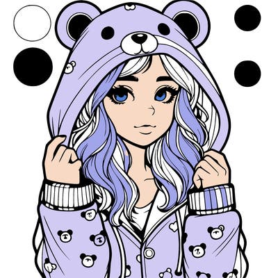 realistic girl in a animal pjs hoodie