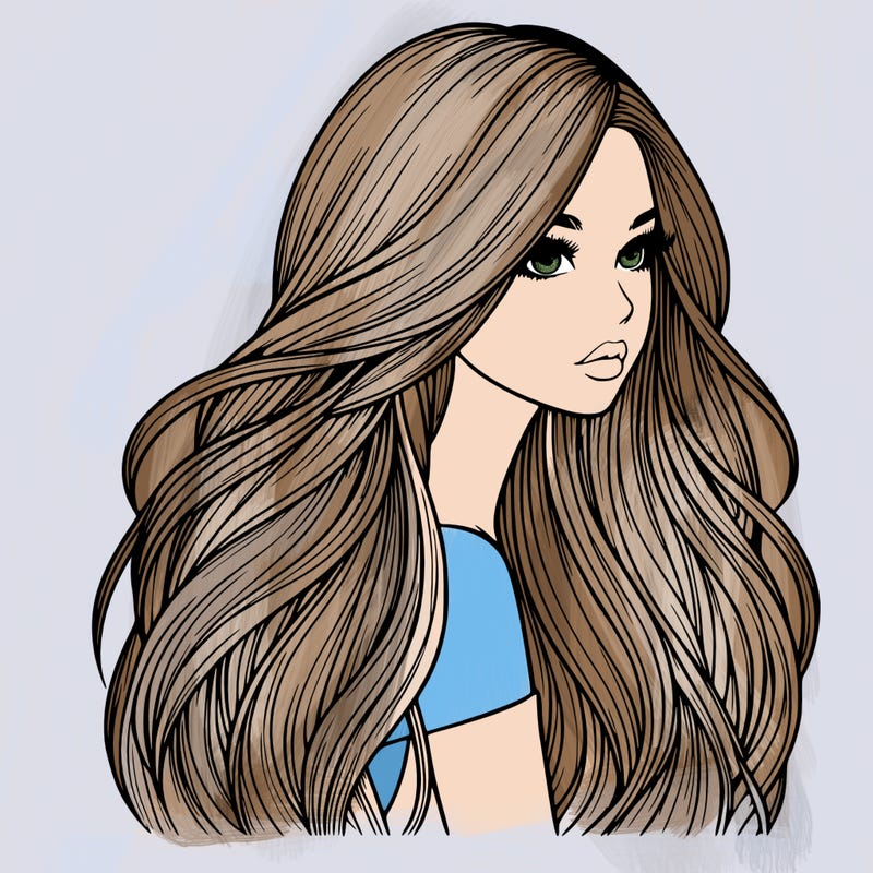 realistic girl with long realistic hair