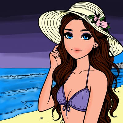 beach realistic girl