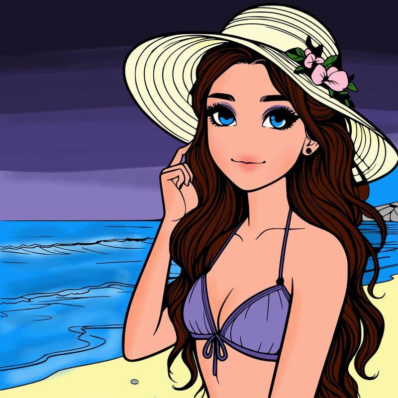 beach realistic girl