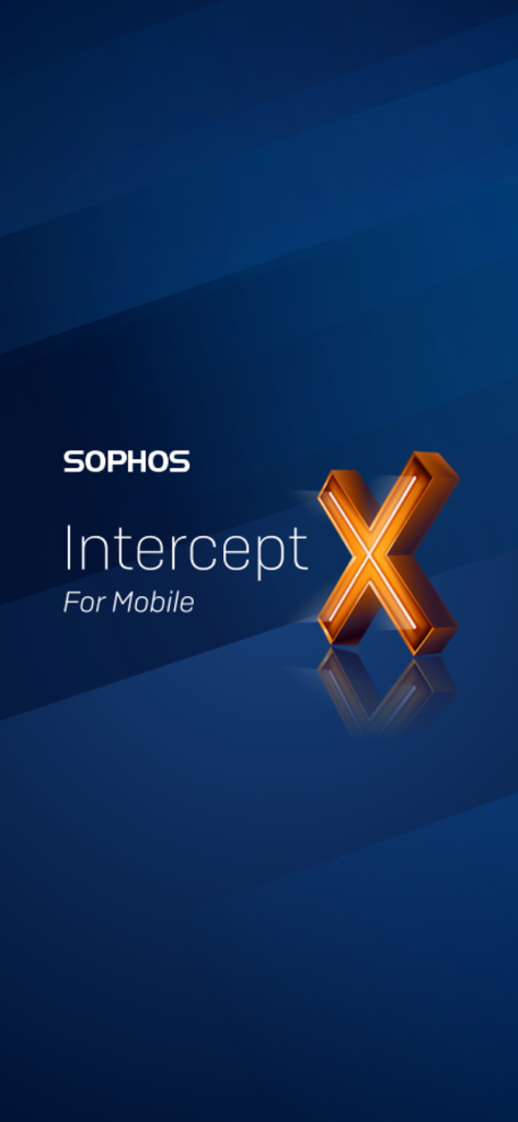 Sophos Intercept X for Mobile - Sophos Intercept X for Mobile splash screen with an orange X logo