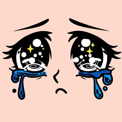 tearful eyes with reflection