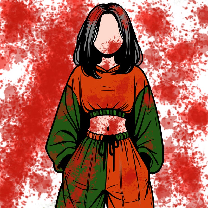 realistic girl faceless with baggy pants and a crop top