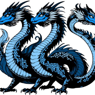 realistic twin dragon swirling up with fur and necks and end of tail, scales everywhere else