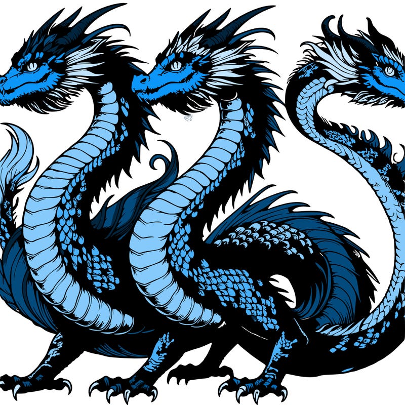 realistic twin dragon swirling up with fur and necks and end of tail, scales everywhere else